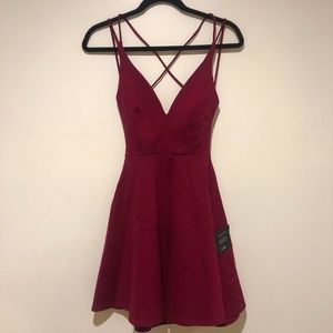 Wine Red Backless Skater Dress